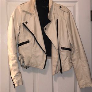 Faux leather cropped jacket